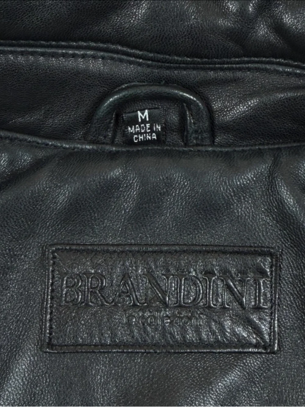 Brandini Black Genuine Leather Full Zip Moto Jacket Men’s Medium Waist Adjusters